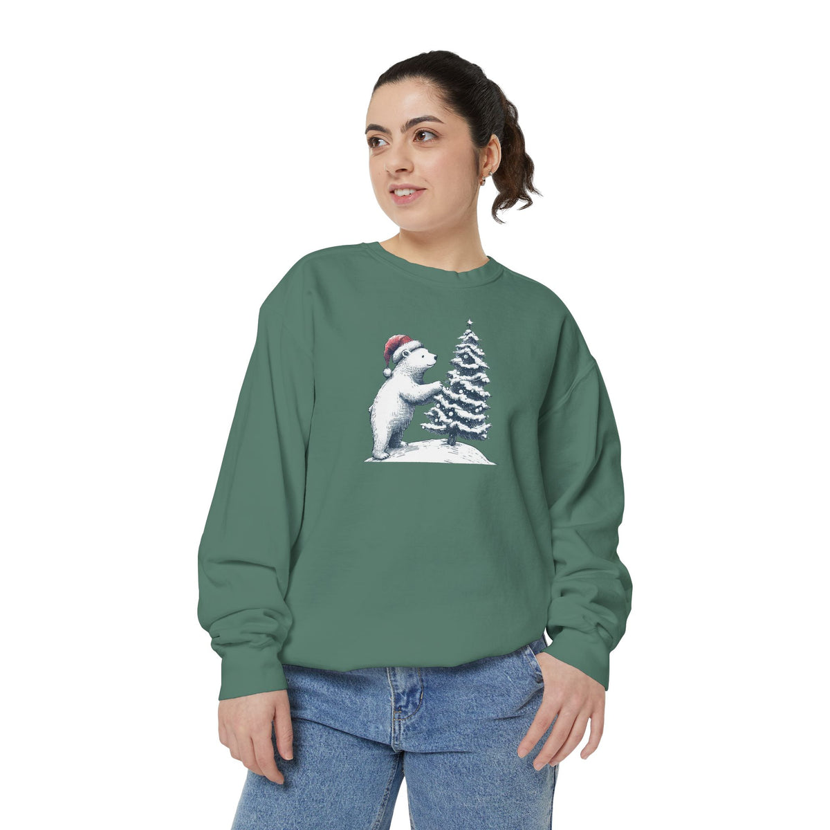 Comfort Colors Polar Bear Christmas Tree Sweatshirt