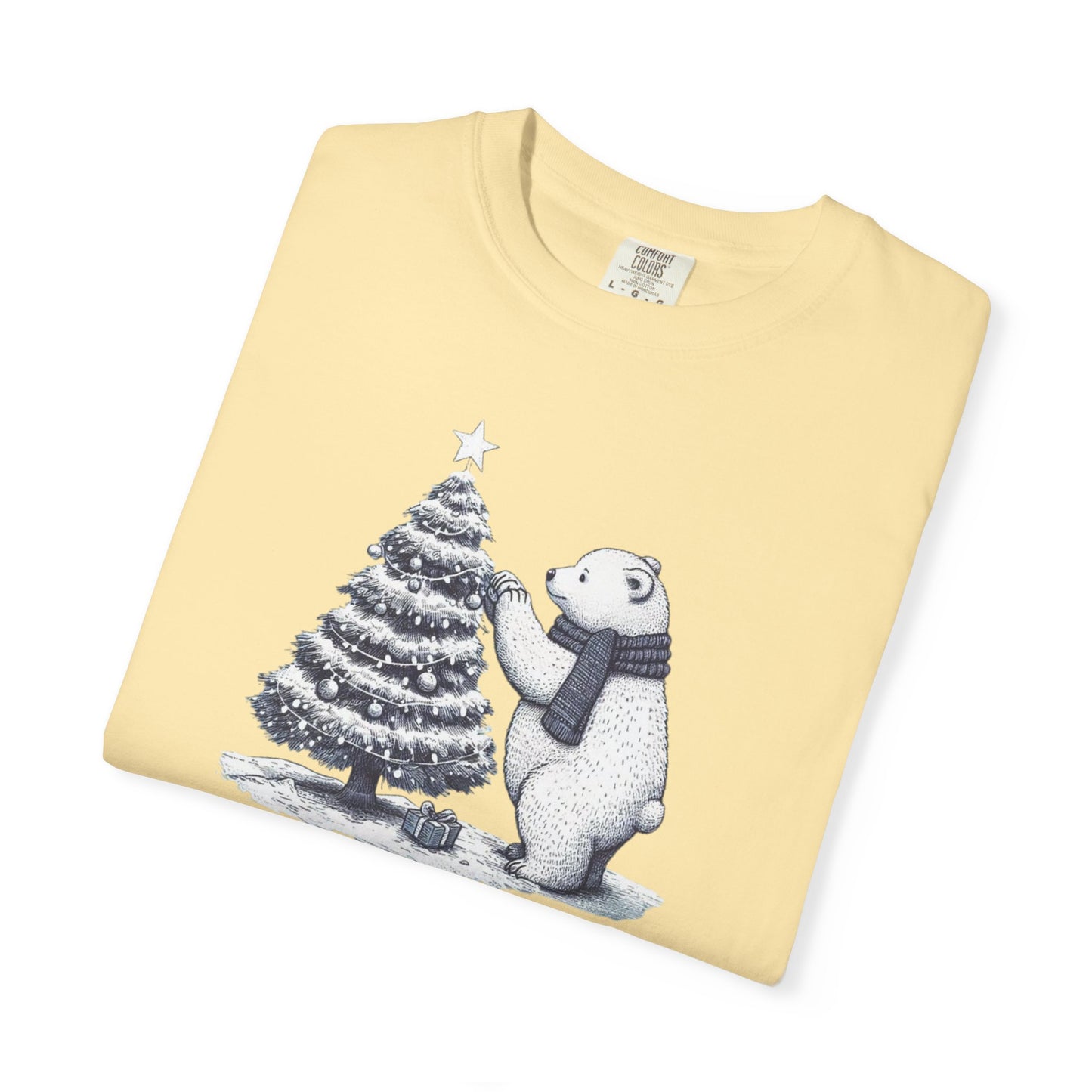 Vintage Polar Bear Christmas Tree Comfort Colors Tee