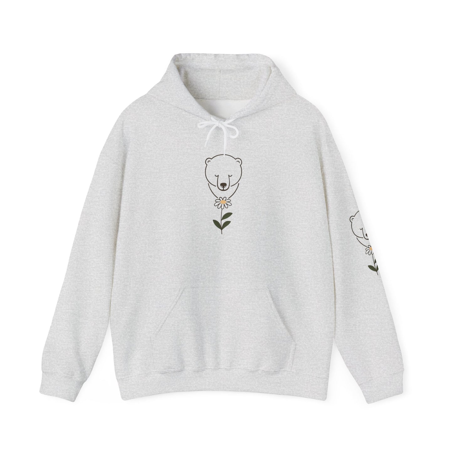 Polar Bear Wildflower Hoodie | Minimalist Nature Graphic