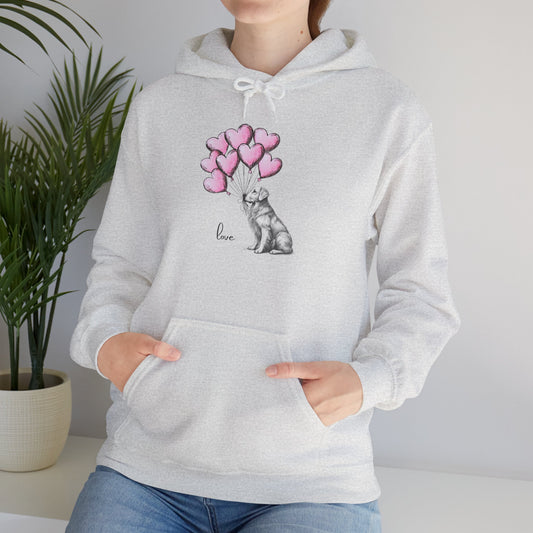 Golden Retriever Love Hoodie, Heart Balloon Dog Sweatshirt