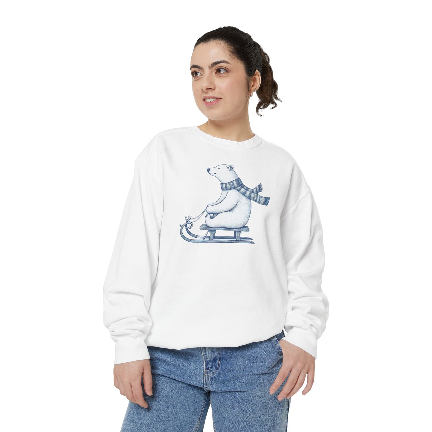 Polar Bear Sledding Comfort Colors Sweatshirt