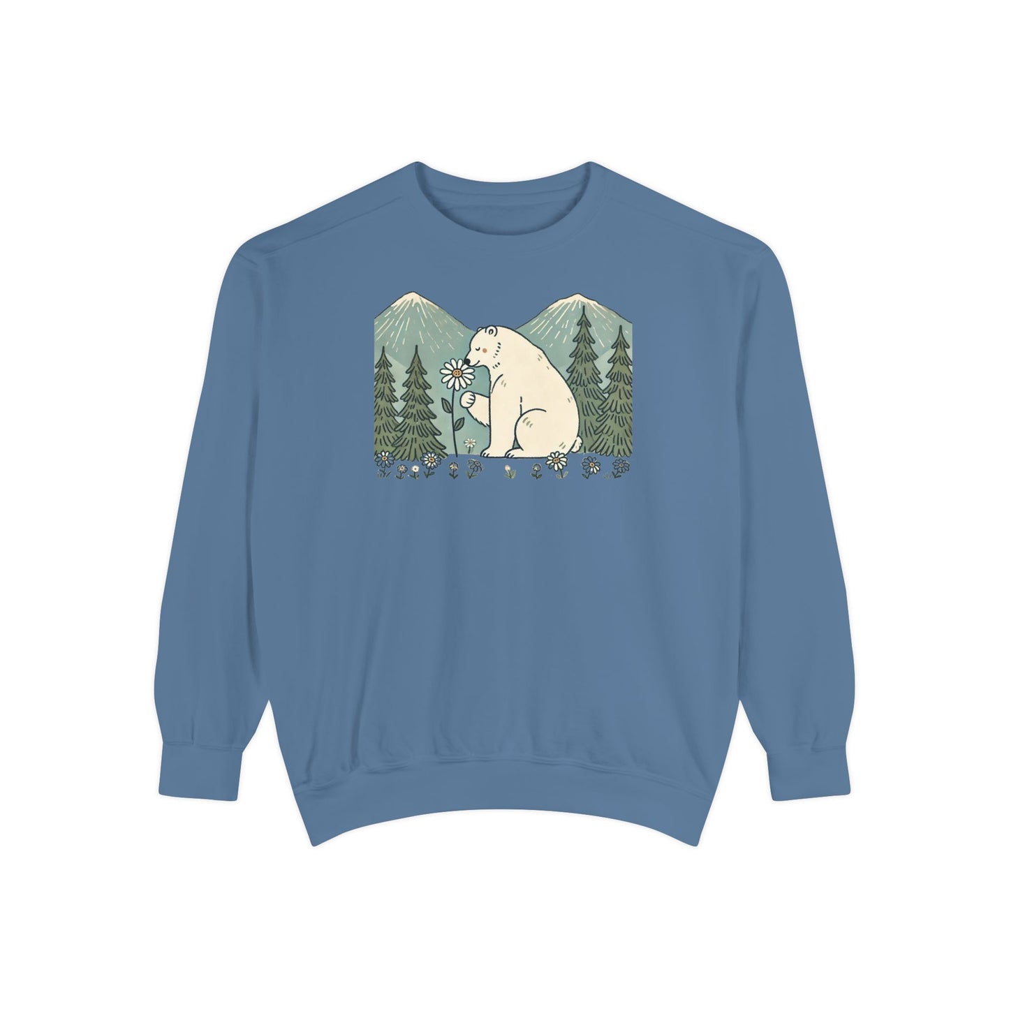 Wildflower Polar Bear Comfort Colors Sweatshirt