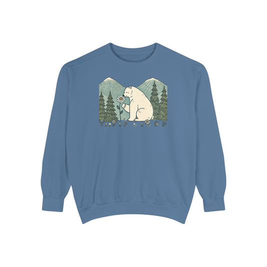 Wildflower Polar Bear Comfort Colors Sweatshirt