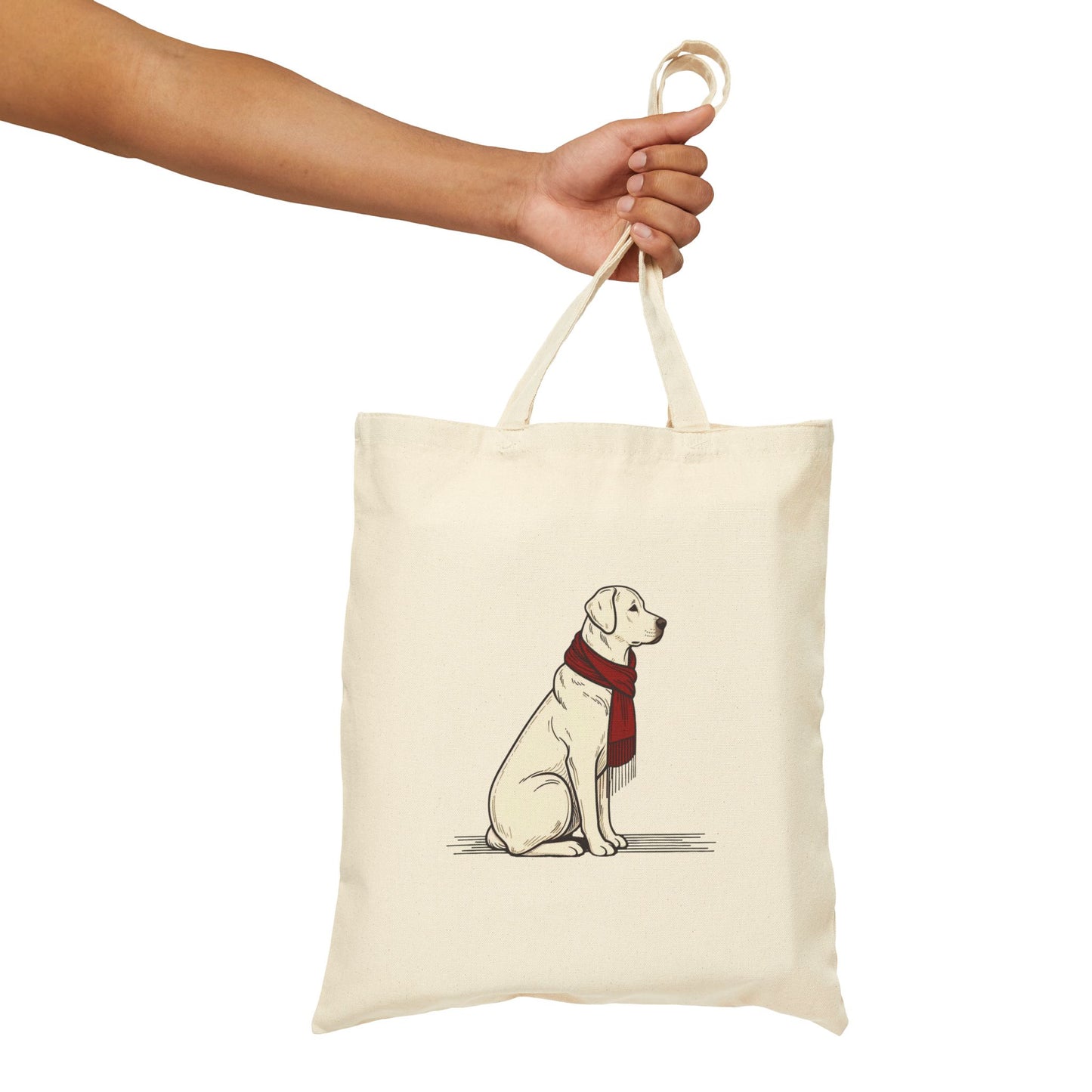 Yellow Lab Scarf Bear Premium Canvas Tote | Cozy Den Edition