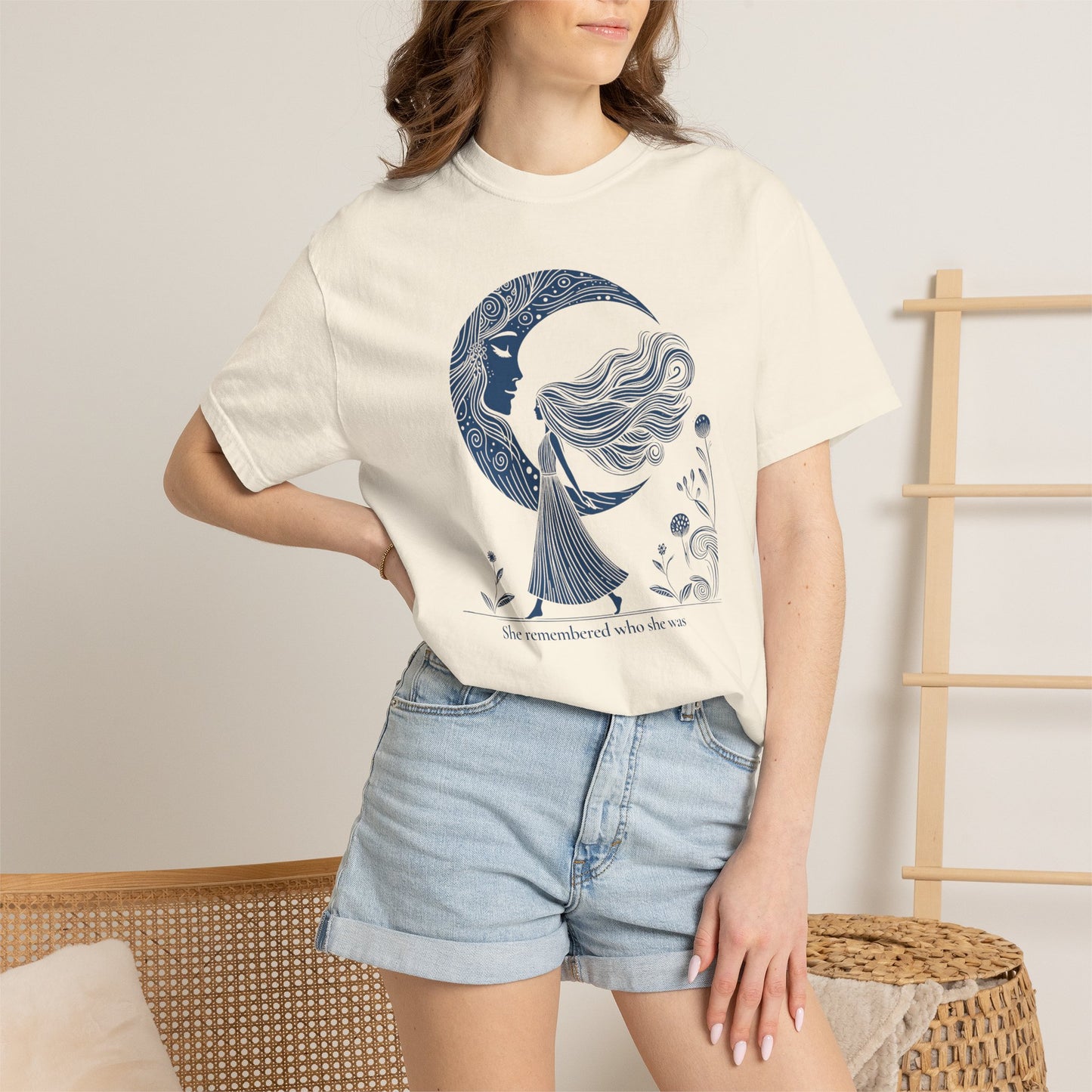 Moon Goddess "She Remembered Who She Was" Comfort Colors T-Shirt