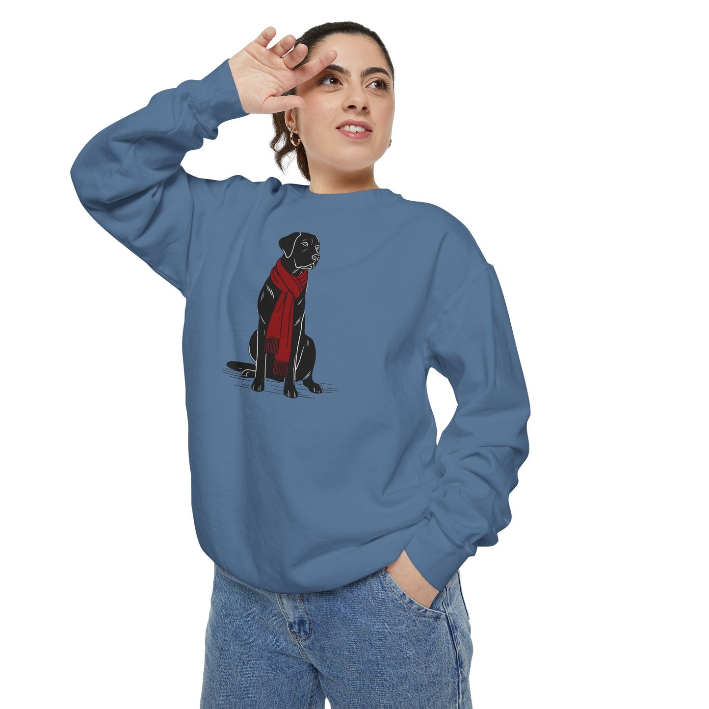 Black Lab Red Scarf Sweatshirt