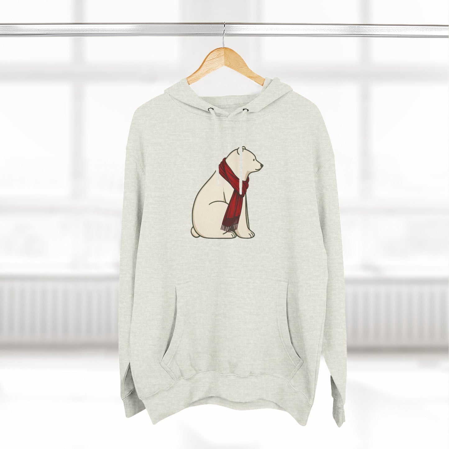 Polar Bear Scarf Hoodie | Cozy Winter Bear Sweatshirt