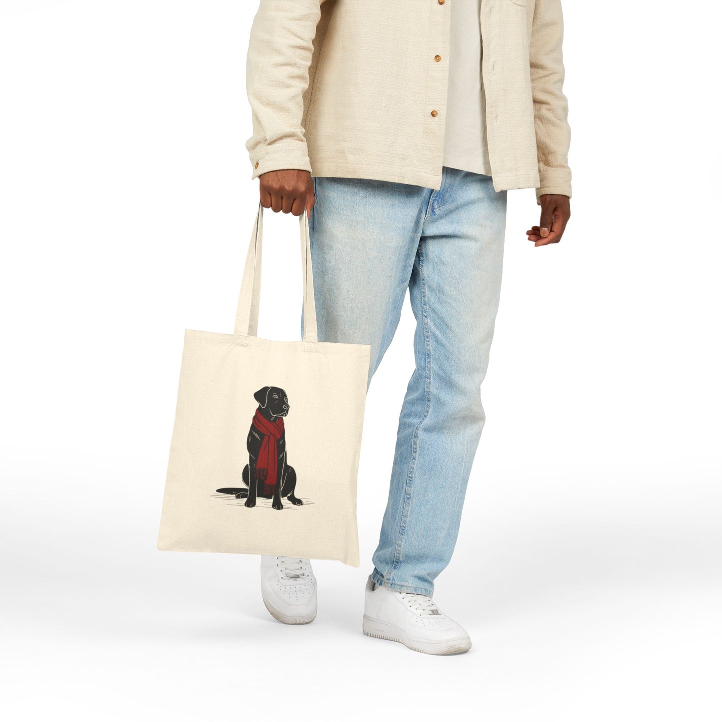 Black Lab Red Scarf Tote Bag