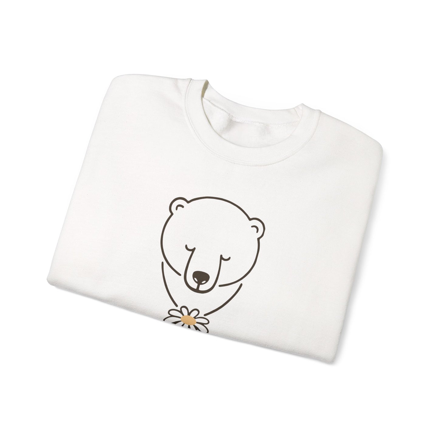 Polar Bear Wildflower Sweatshirt | Minimalist Nature Graphic