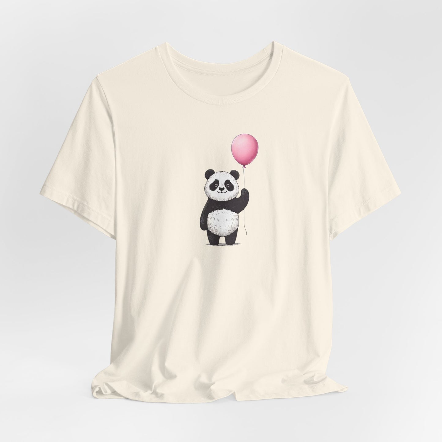 Panda with Balloon Tee | Playful Minimalist Graphic T-Shirt