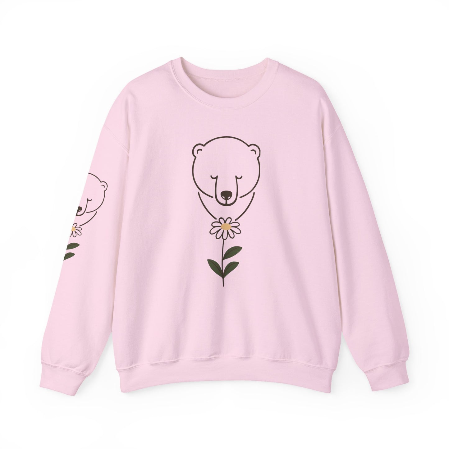 Polar Bear Wildflower Sweatshirt | Minimalist Nature Graphic