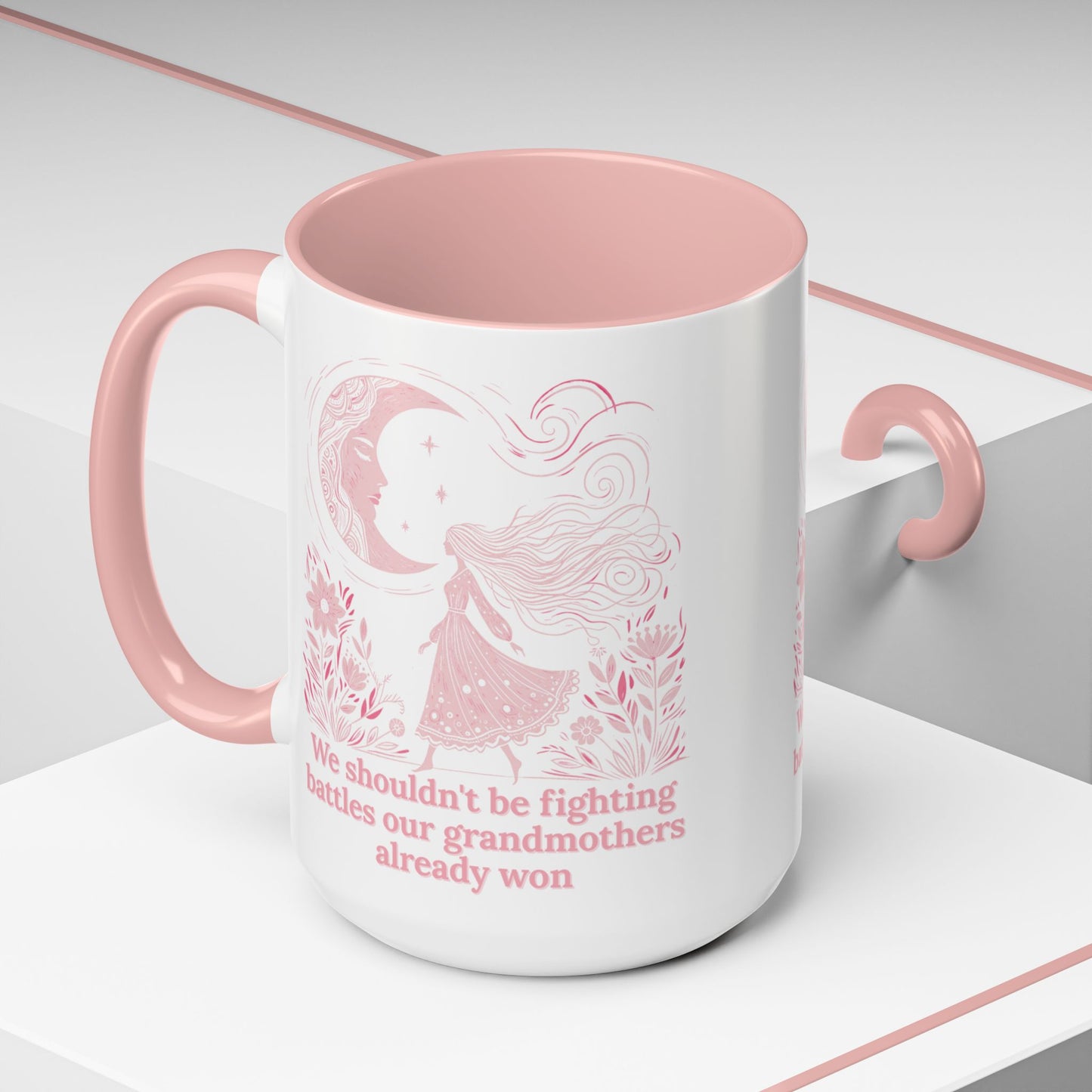 Pink Floral 'Grandmothers Already Won' Accent Coffee Mug