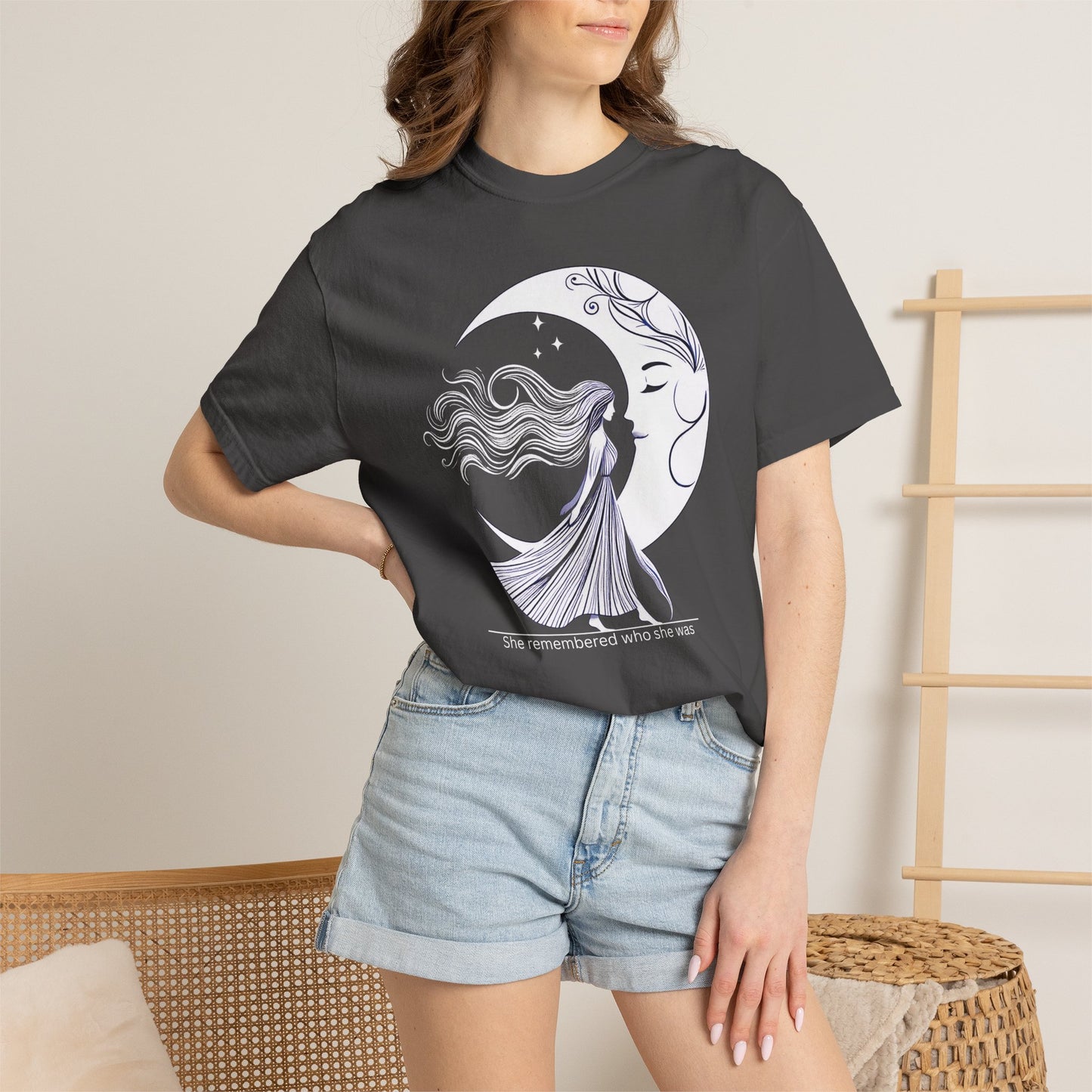 Moon Goddess T-Shirt — "She Remembered Who She Was" Inspirational Graphic Tee