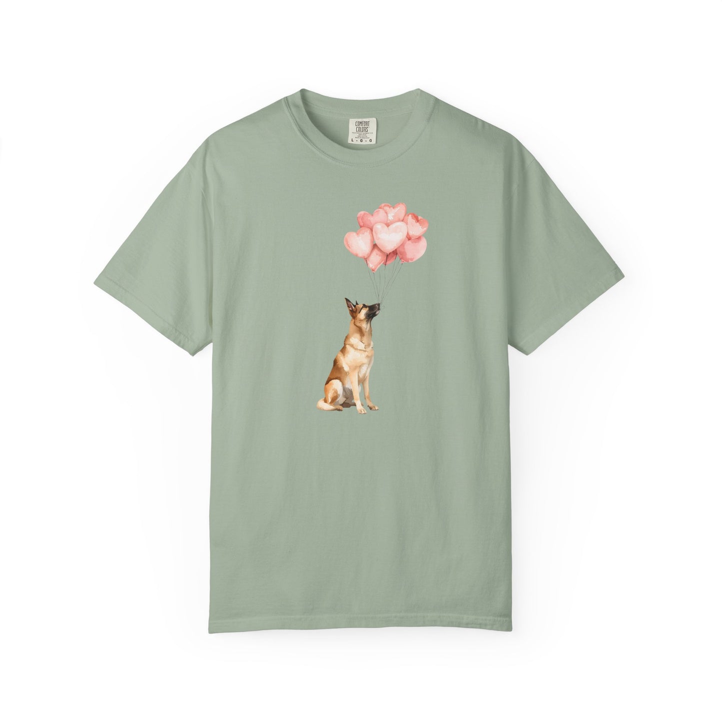 Belgian Malinois with Heart Balloons Comfort Colors Tee