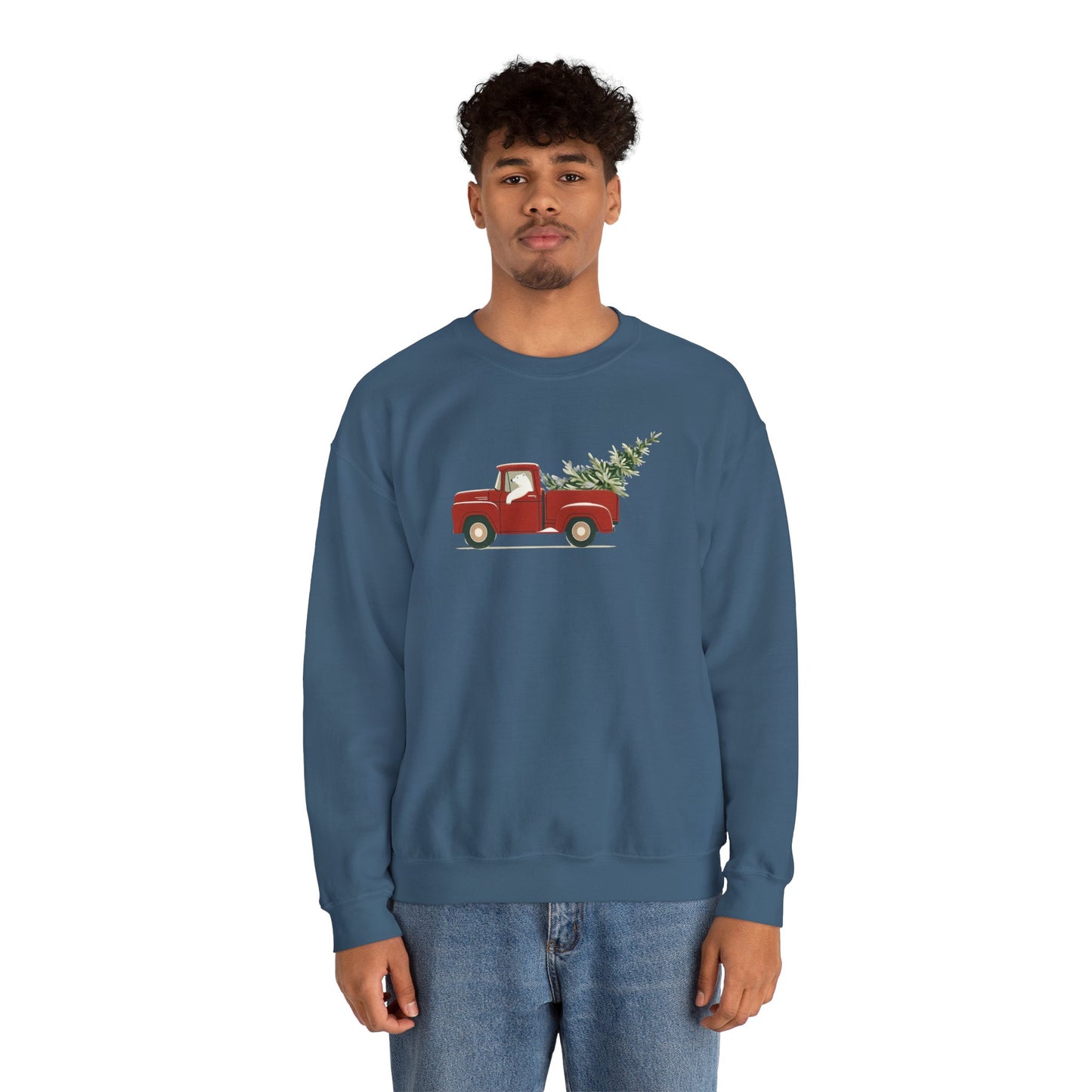 Polar Bear Christmas Truck, Cozy Red Vintage Truck Design Sweatshirt