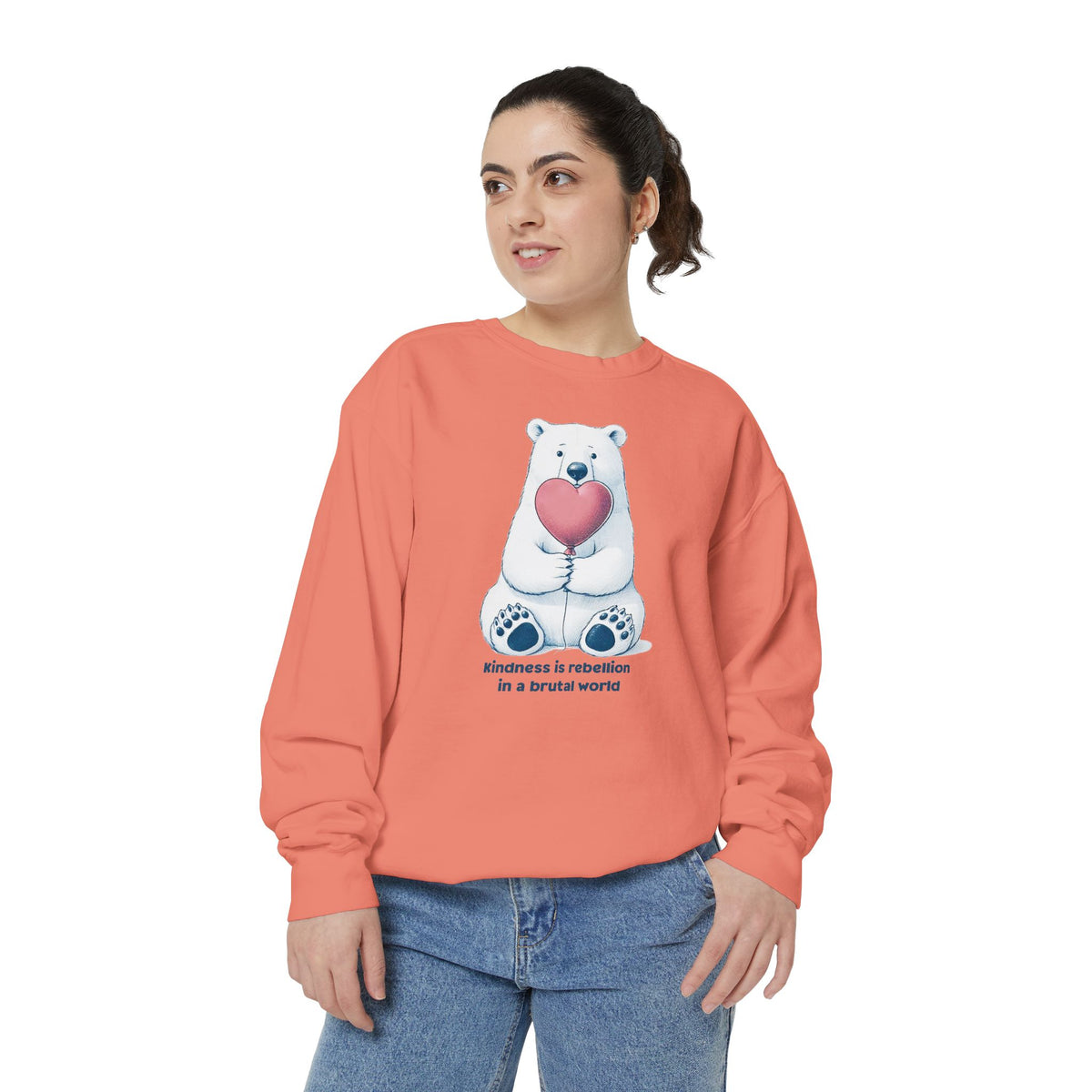 Kindness Is Rebellion Polar Bear Sweatshirt | Heart Graphic