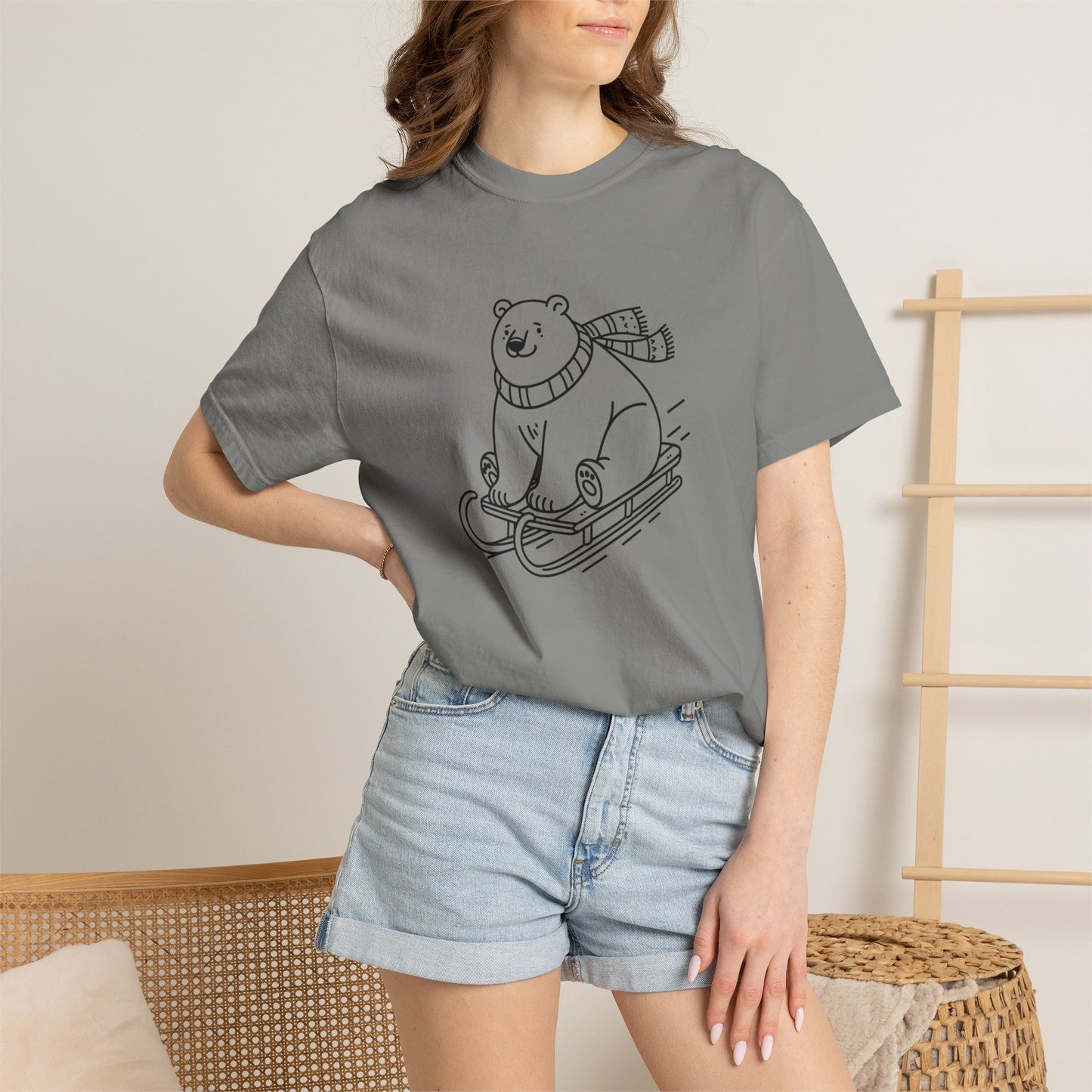 Polar Bear Sledding Comfort Colors Tee