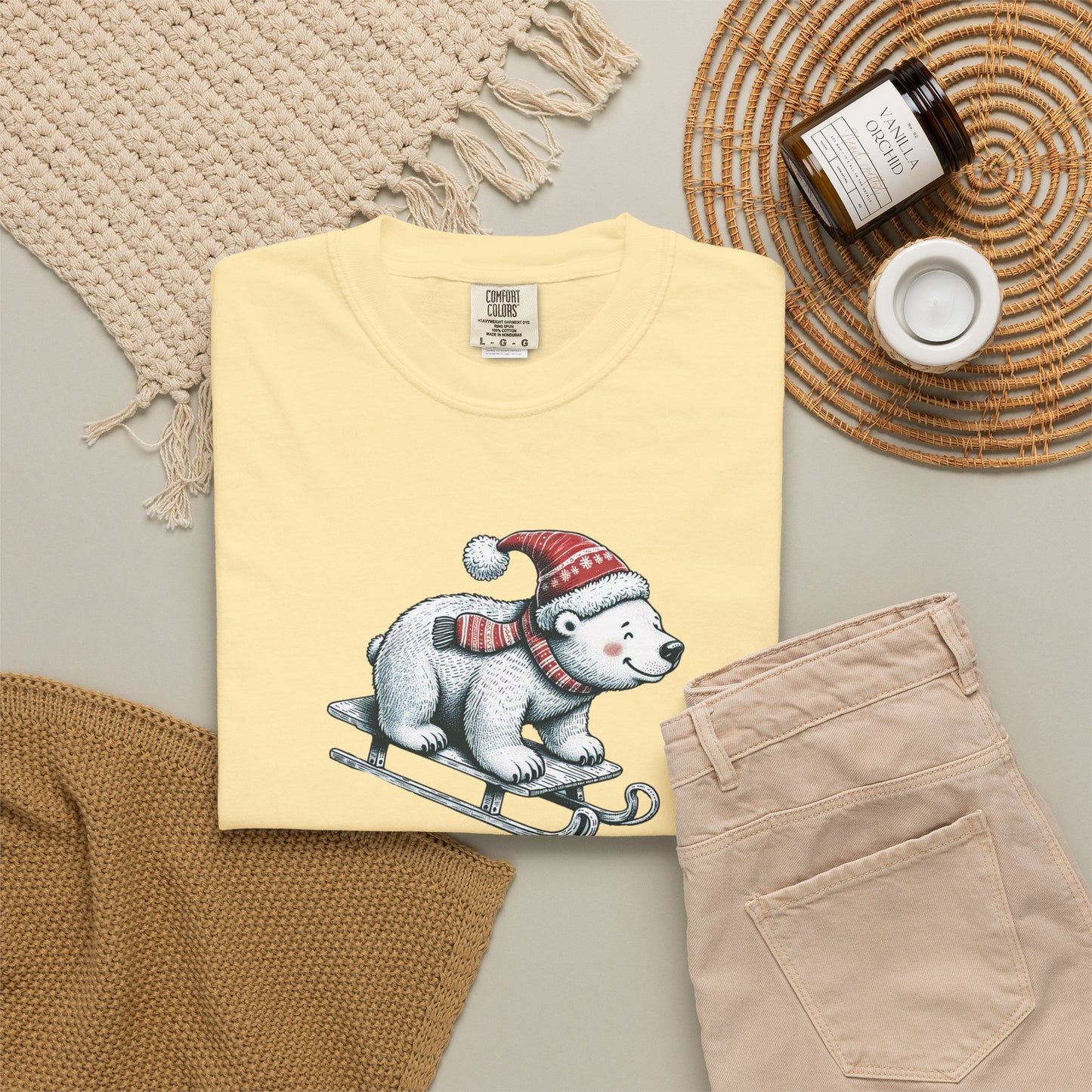 Let It Snow Polar Bear Comfort Colors Tee