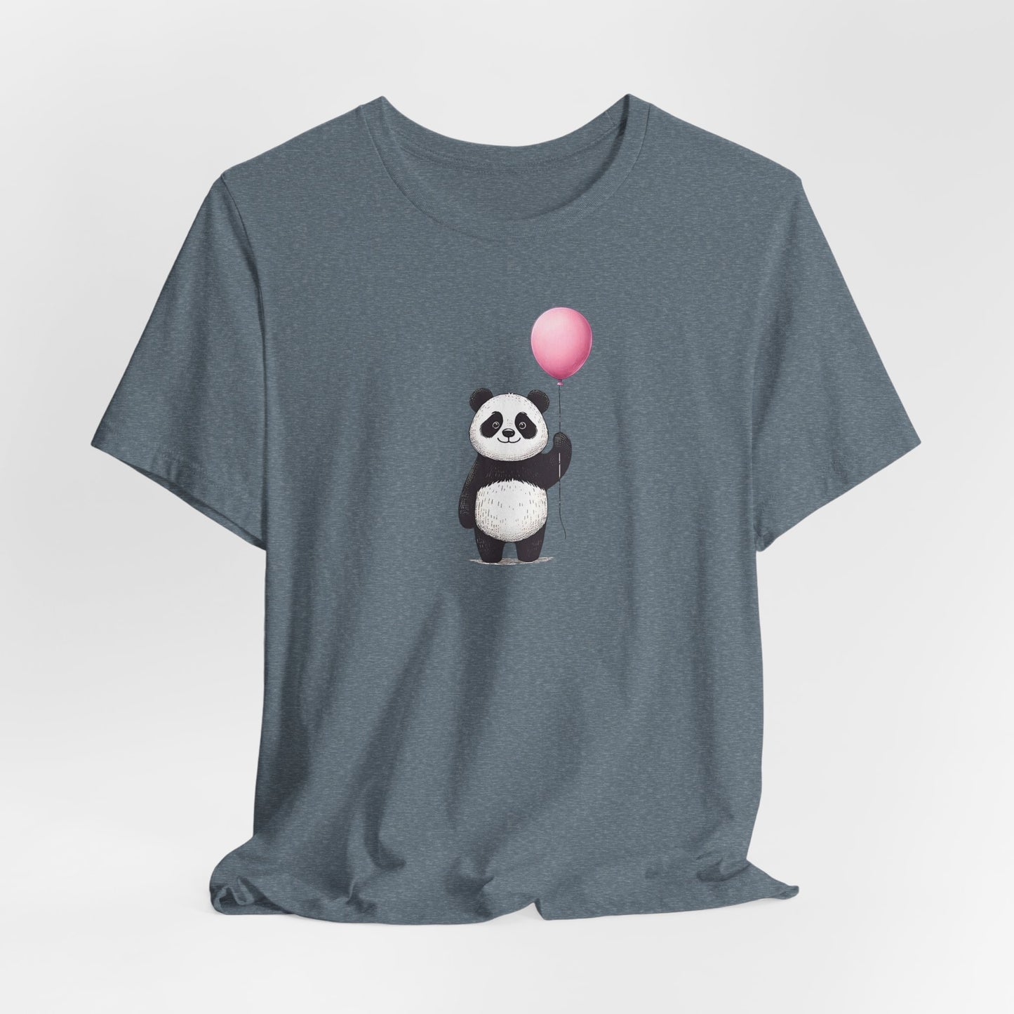 Panda with Balloon Tee | Playful Minimalist Graphic T-Shirt
