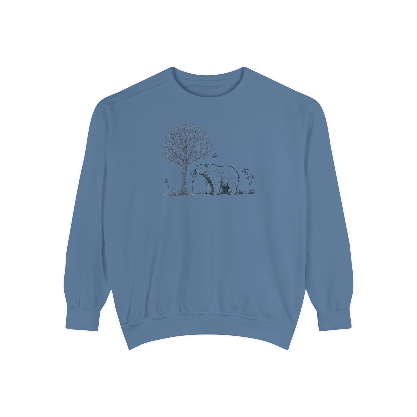 Wildflower Polar Bear Sketch Comfort Colors Sweatshirt