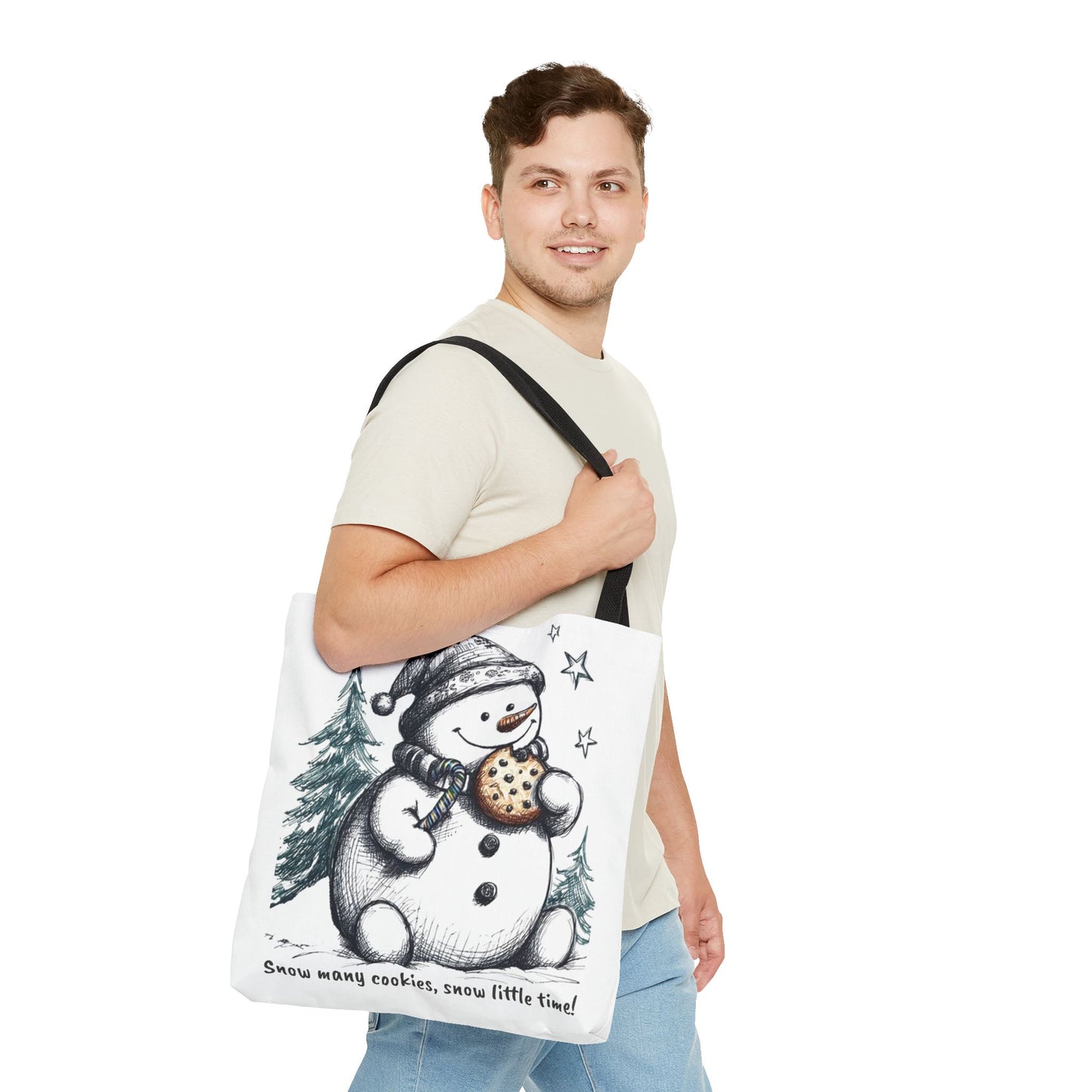 Snowman Cookie Tote Bag — Holiday Winter Market Grocery Shopper