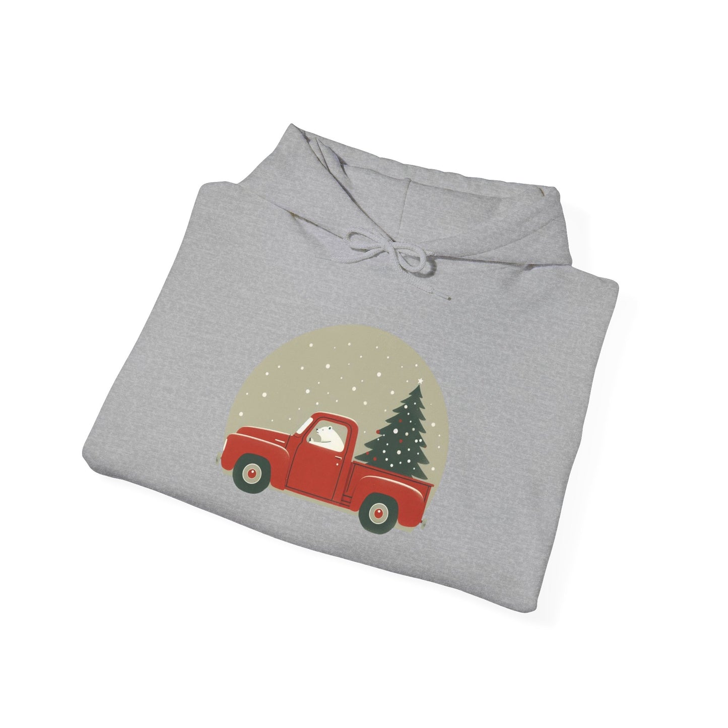 Snow Globe Delivery, Polar Bear Christmas Truck Design Heavyweight Hoodie