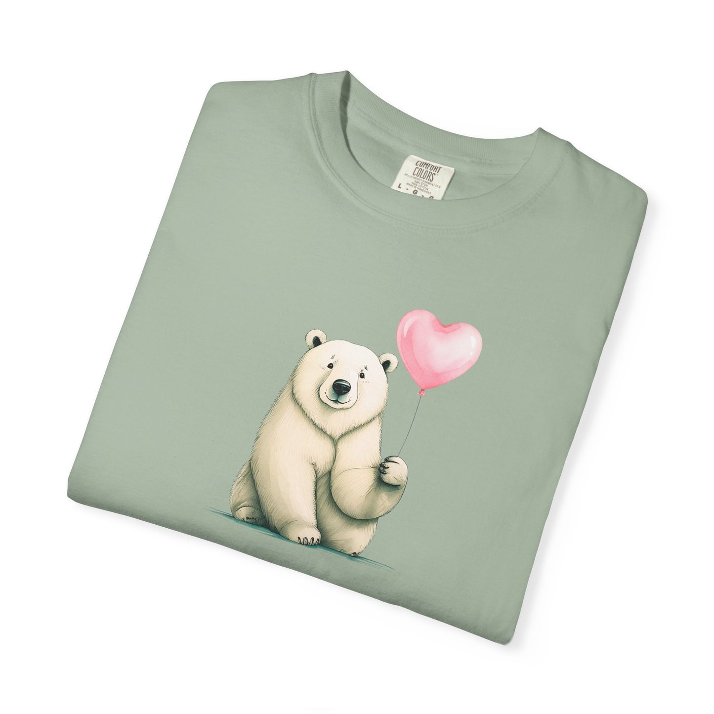 Polar Bear Heart Balloon Comfort Colors Tee