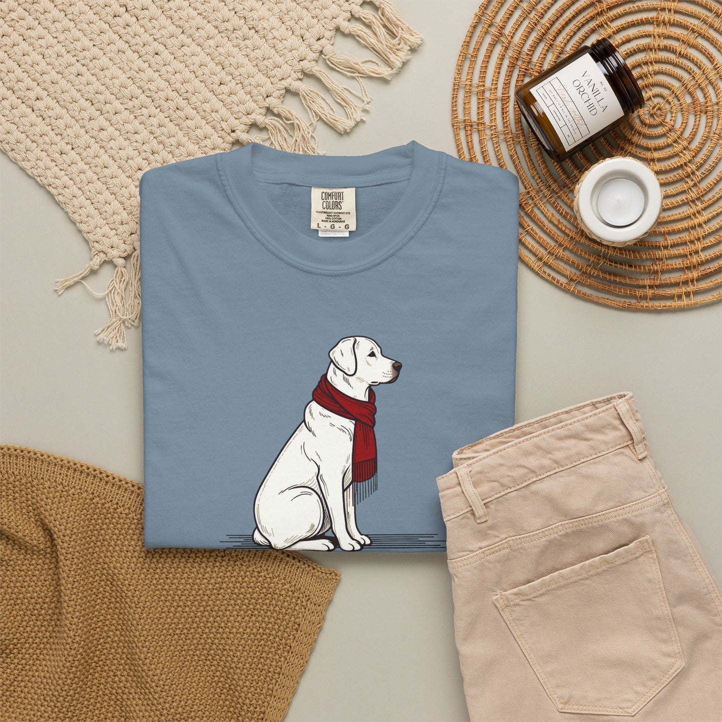 Red Scarf Dog Tee