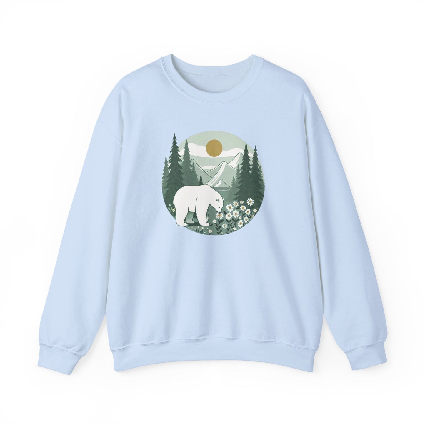 Polar Bear in the Pines Sweatshirt | Cozy Nature-Inspired Crewneck