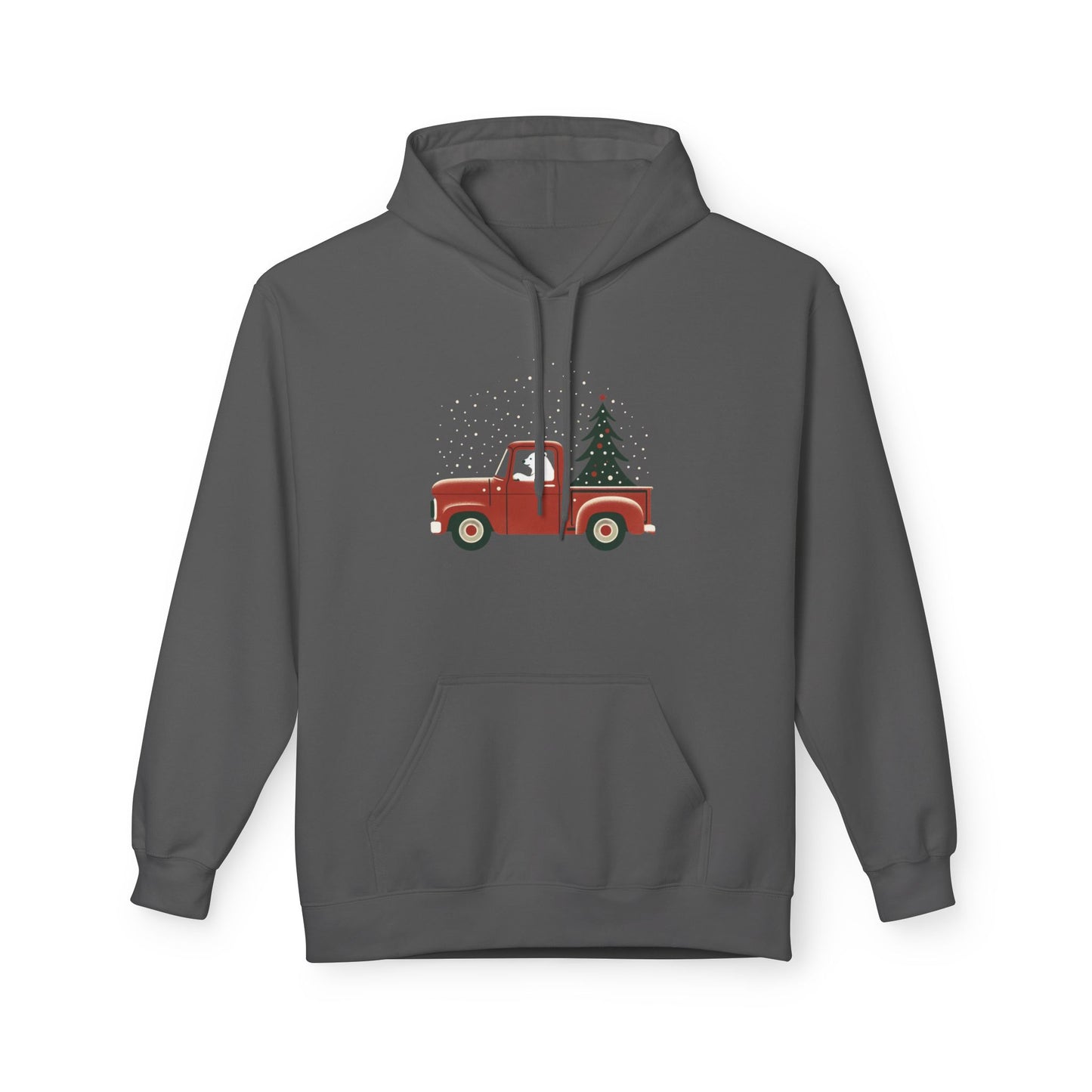 Polar Bear Holiday Haul, Vintage Red Christmas Truck Midweight Hoodie