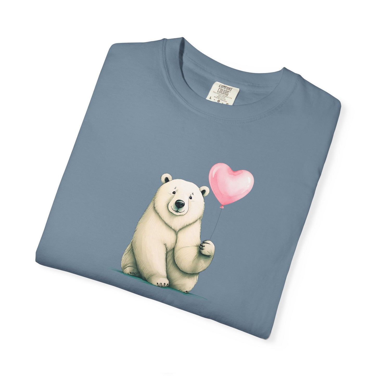 Polar Bear Heart Balloon Comfort Colors Tee