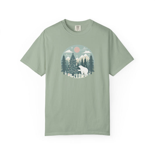 Polar Bear Christmas T-Shirt | Winter Forest Comfort Colors Tee