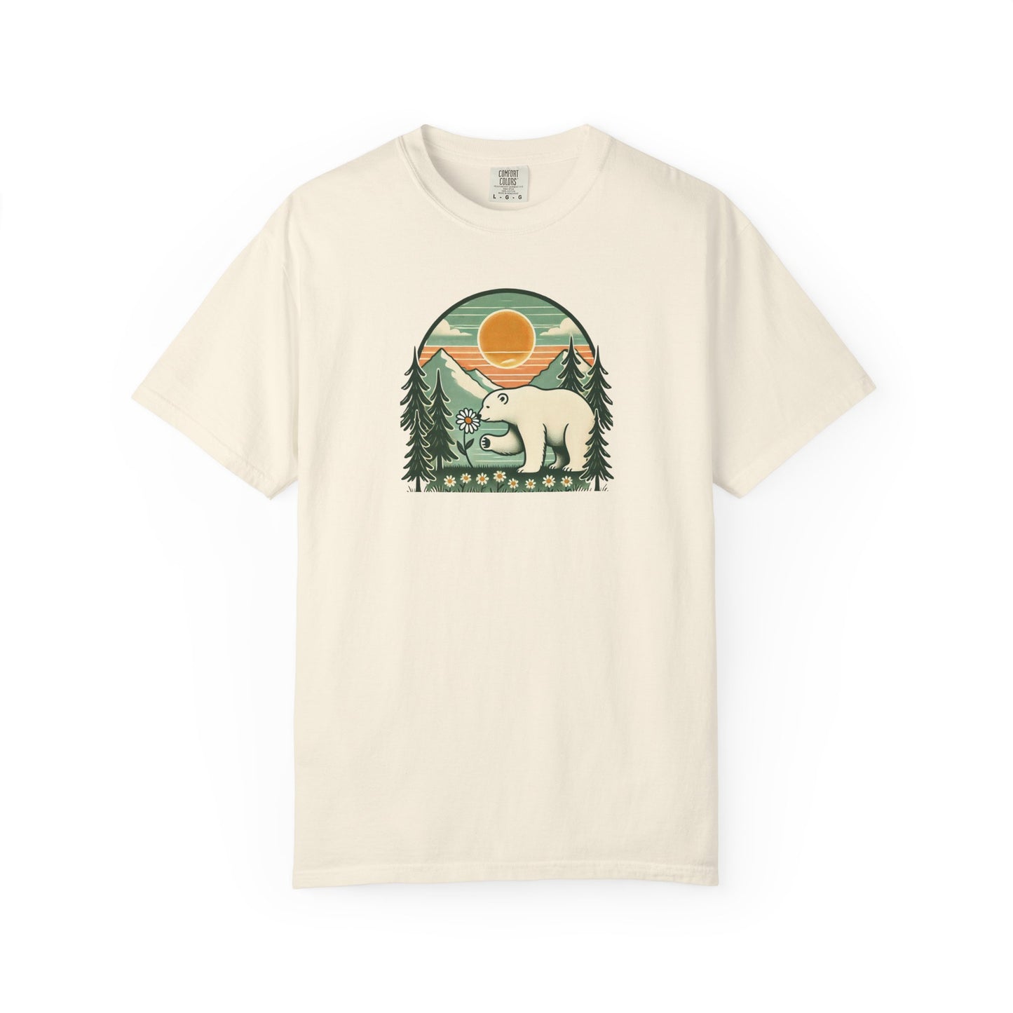 Polar Bear Daisy Sunset Comfort Colors Tee