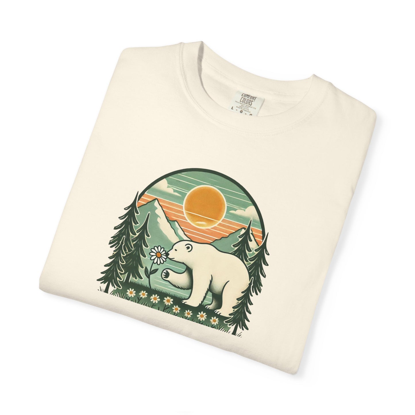Polar Bear Daisy Sunset Comfort Colors Tee