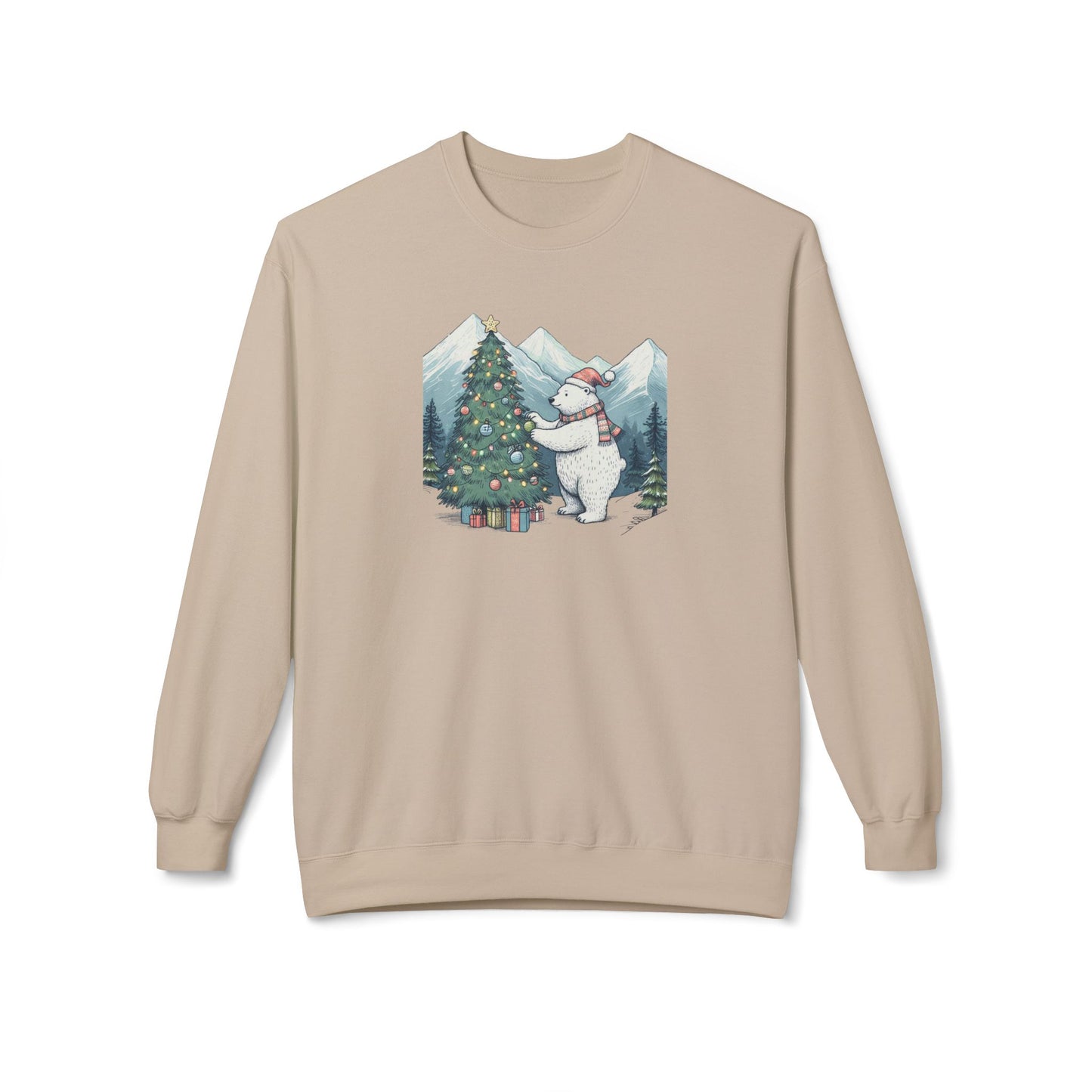 Polar Christmas Mountains Midweight Crewneck Sweatshirt