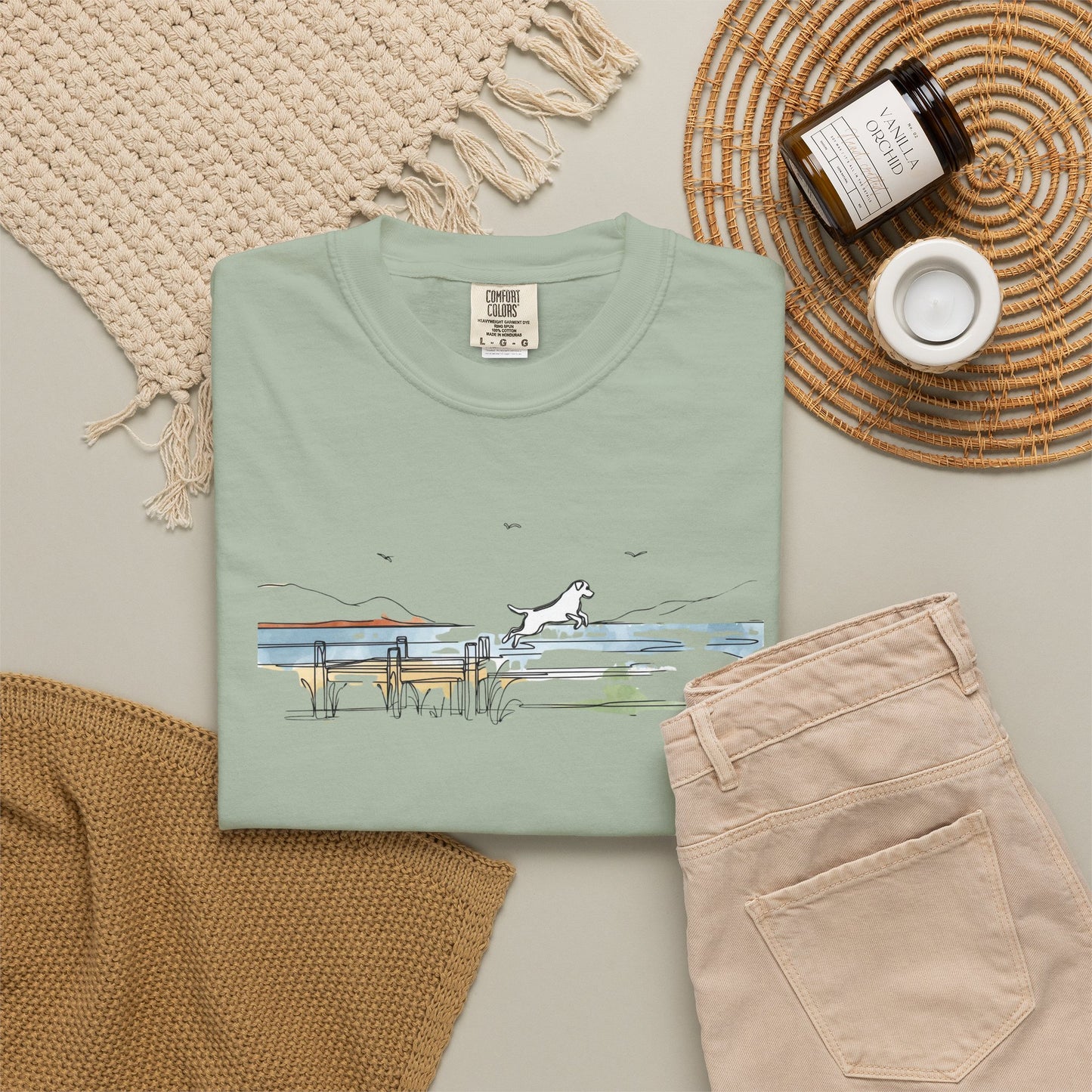 Watercolor Lake Dog Tee