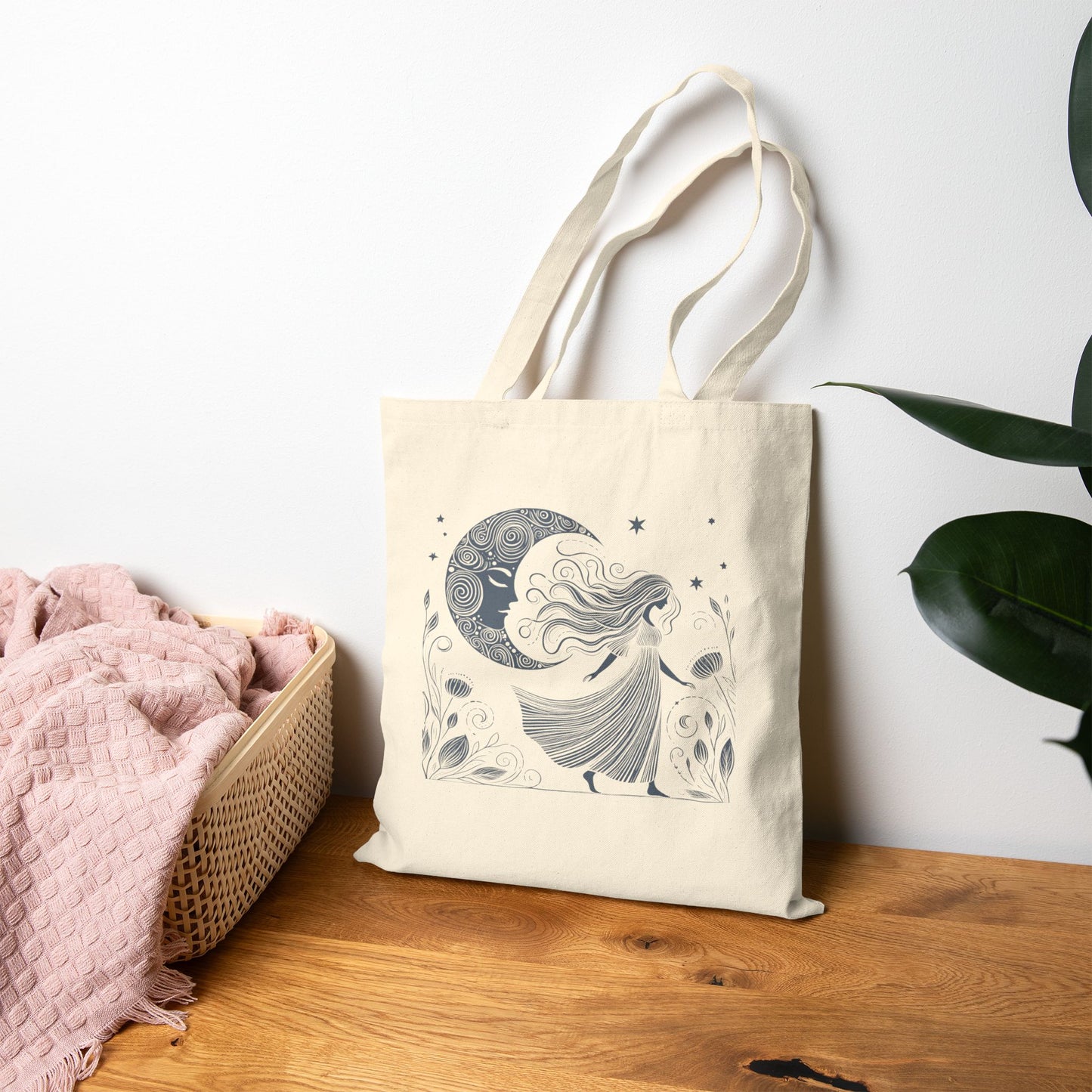Moonlit Wildflower Woman Tote Bag