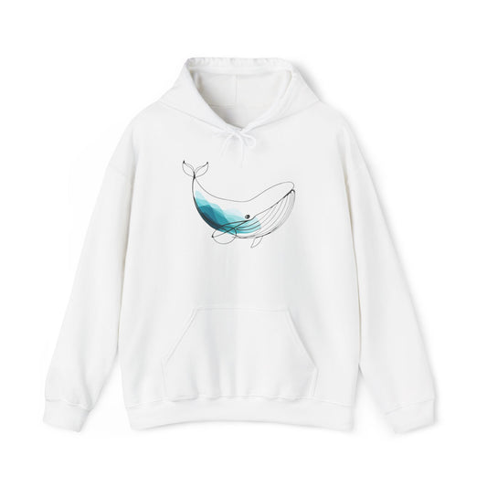 Minimalist Blue Whale Hoodie | Coastal Den Edition