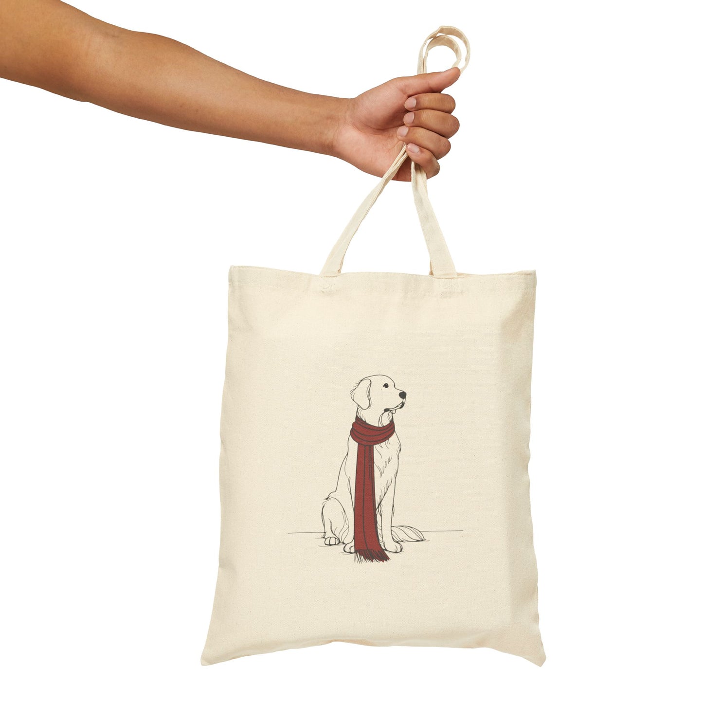 Golden Retriever Scarf Bear Premium Canvas Tote | Cozy Den Edition