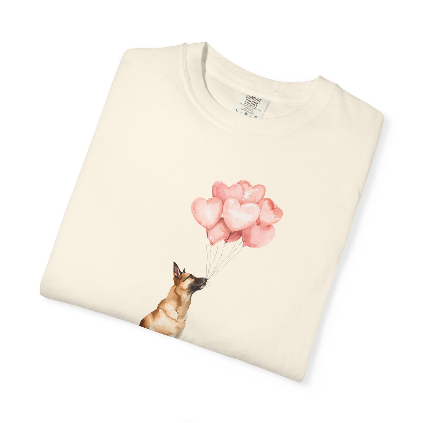 Belgian Malinois with Heart Balloons Comfort Colors Tee