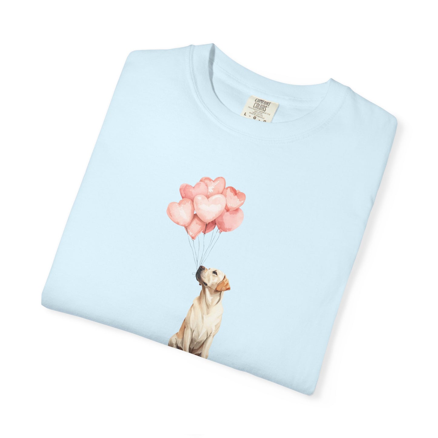 Yellow Labrador with Heart Balloons Tee