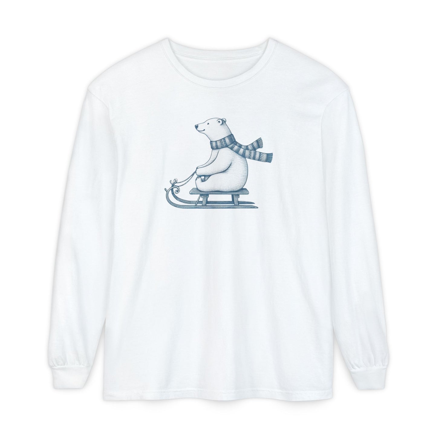 Christmas Cozy Sledding Polar Bear Long Sleeve T-Shirt