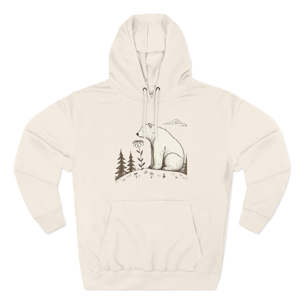 Polar Bear Meadow Hoodie | Minimalist Nature Sweatshirt
