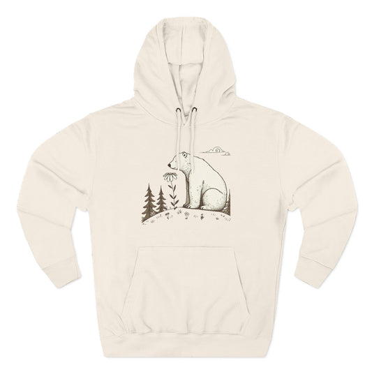Polar Bear Meadow Hoodie | Minimalist Nature Sweatshirt
