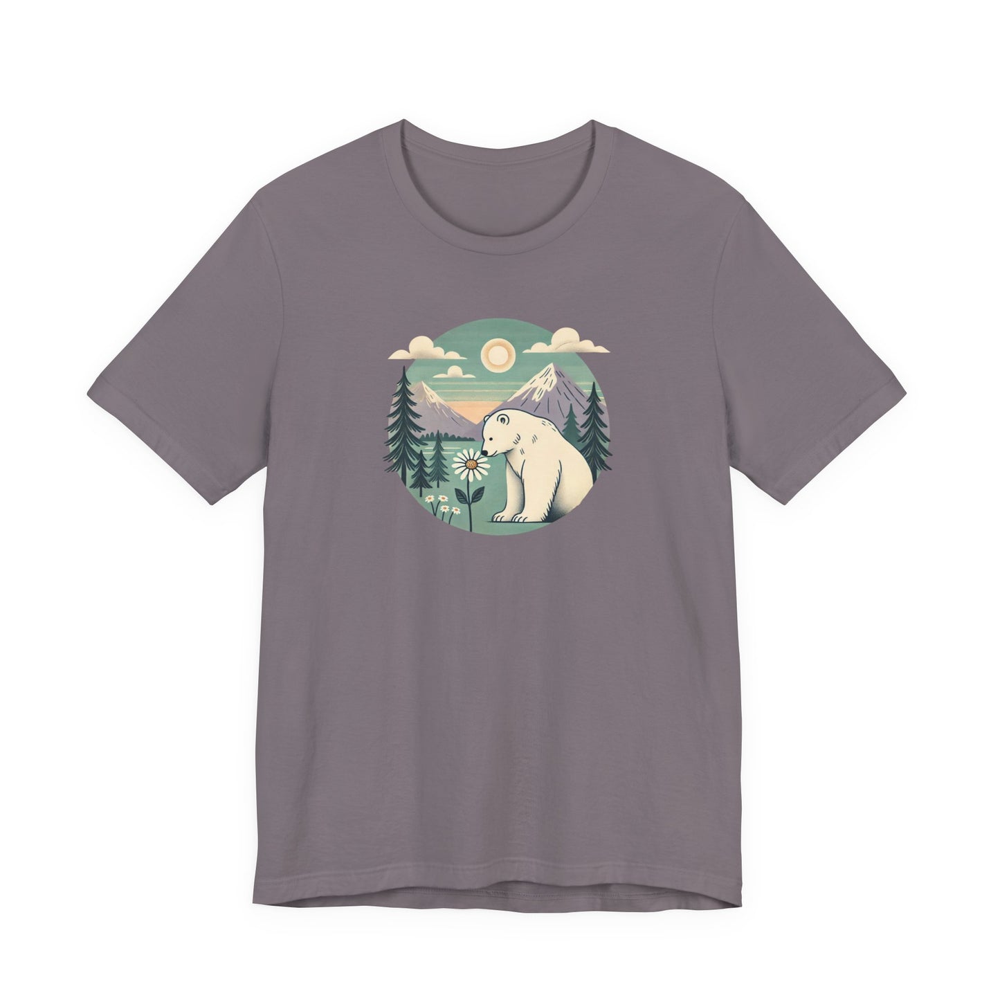 Sunset Polar Bear Tee | Nature-Inspired Mountain Graphic T-Shirt