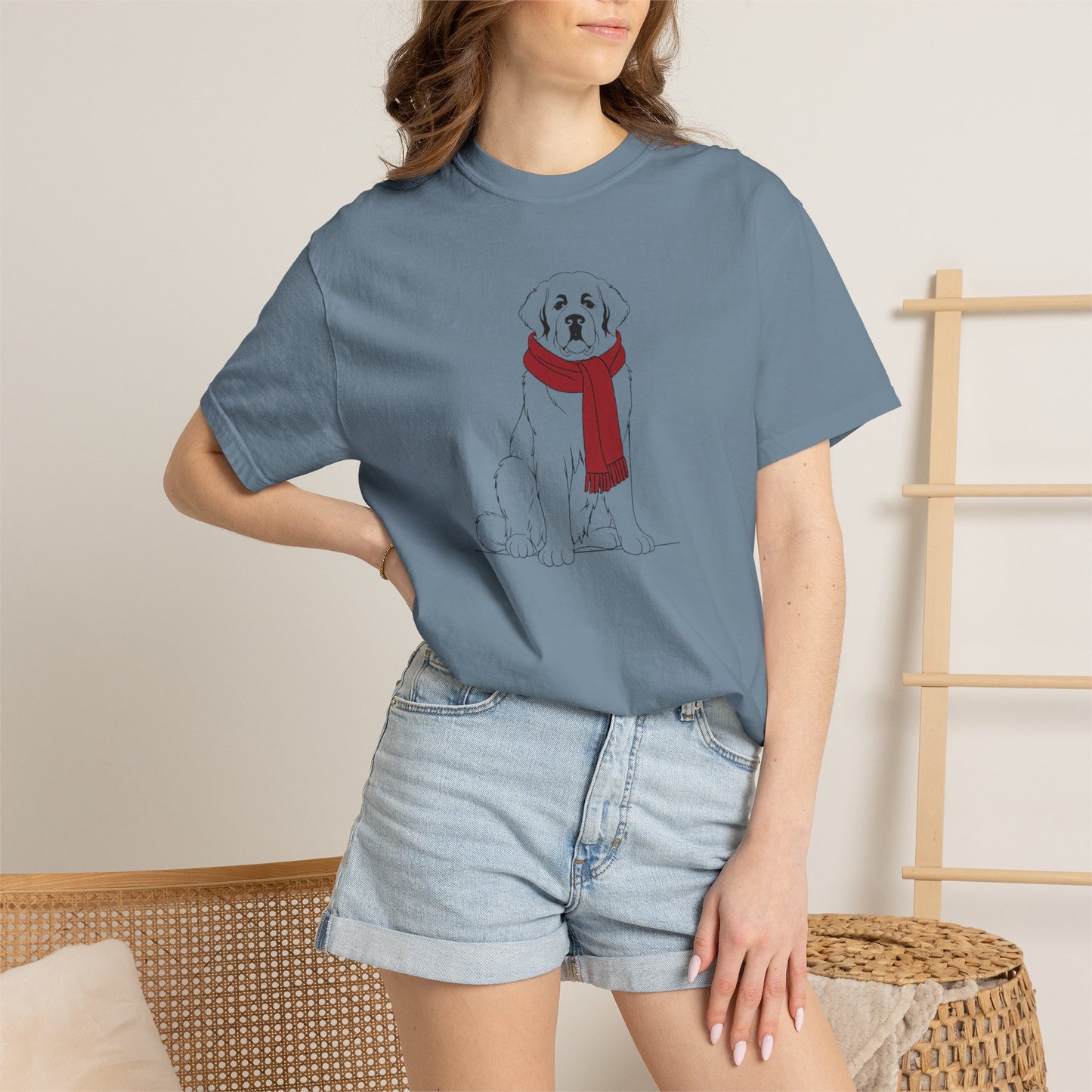 Great Pyrenees Winter Scarf  Comfort Colors Tee