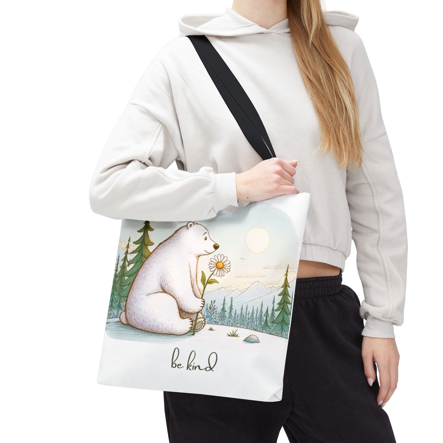 Be Kind Polar Bear Tote Bag Double Sided Print