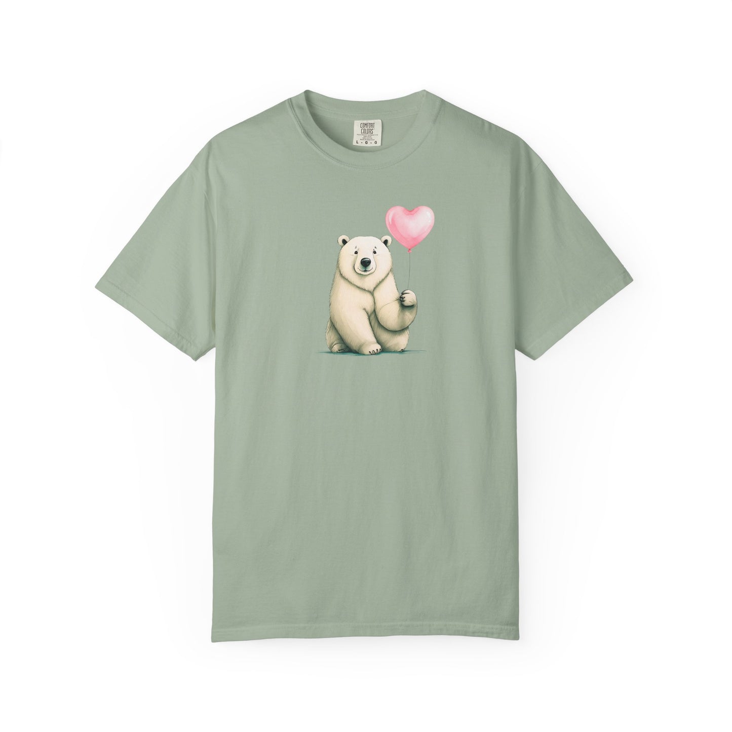 Sweetheart Polar Bear & Heart Balloon Tee | Comfort Colors® Heritage Graphic Shirt