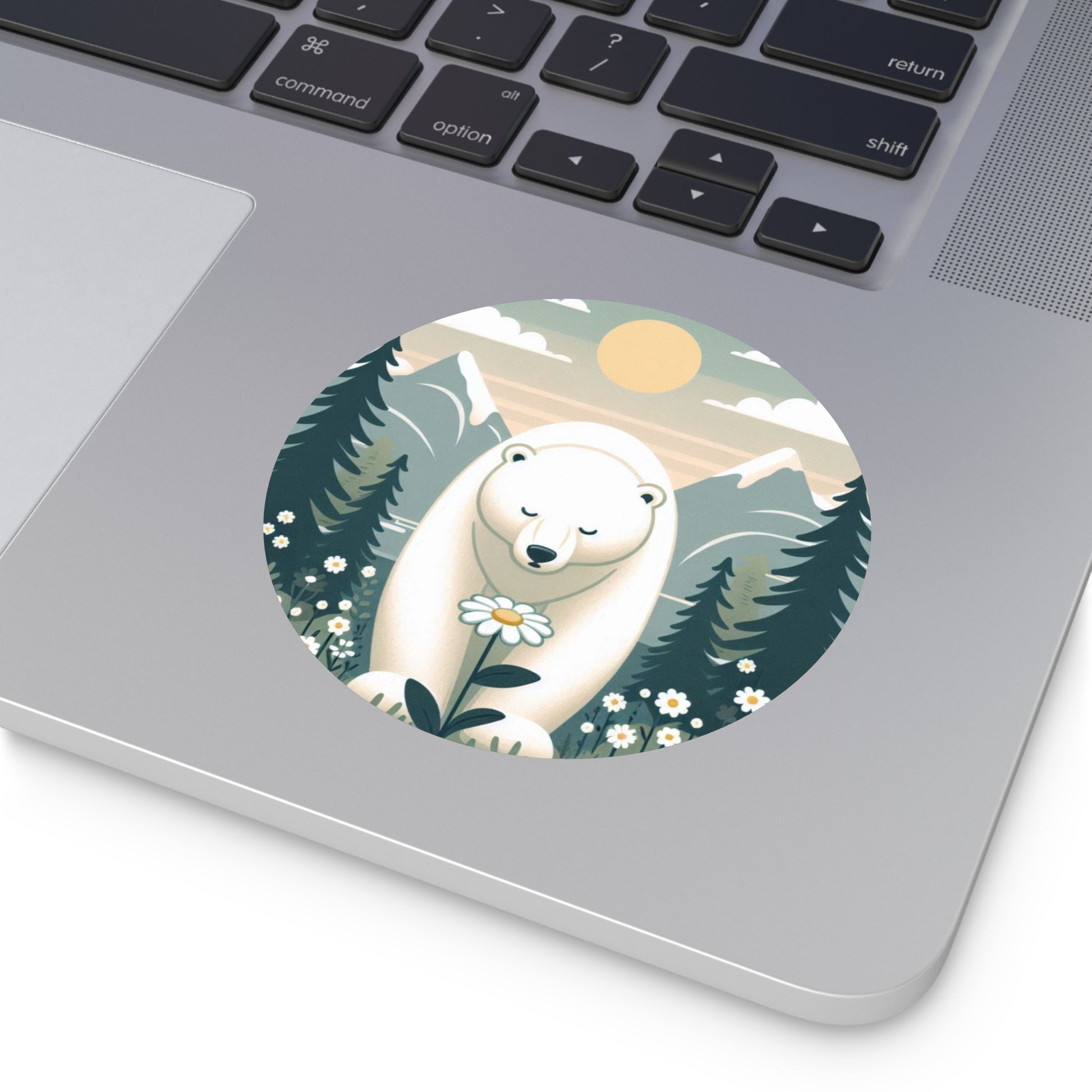 Vinyl Stickers - Nature-Inspired Polar Bear Floral Adventure Decor.