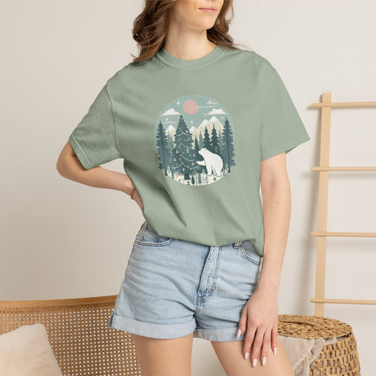 Winter Forest Polar Bear Comfort Colors Tee